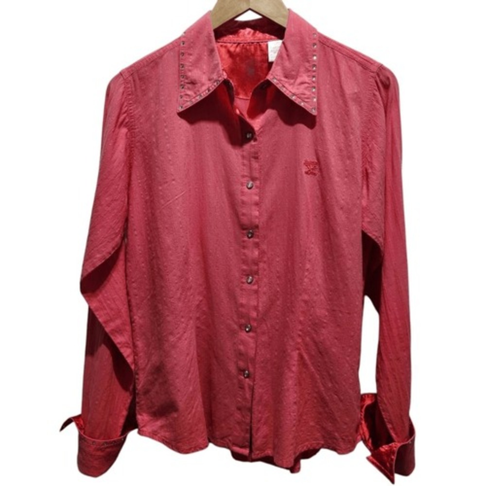 Twenty X tailored fit western shirt pink silver rhinestone snap front medium